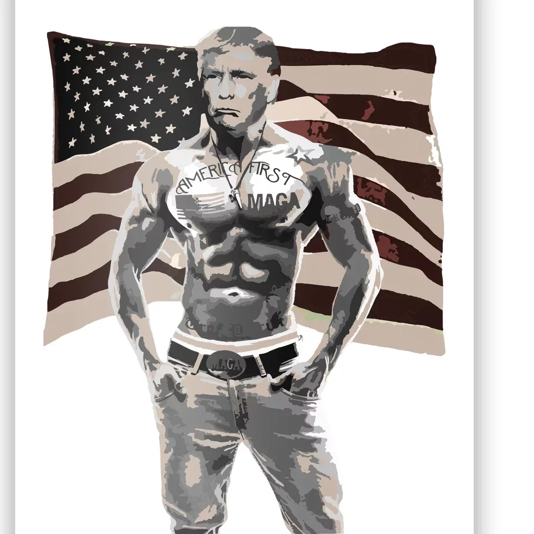 Gangster Pro Donald Trump Tattoo Republican American Flag V2 Poster