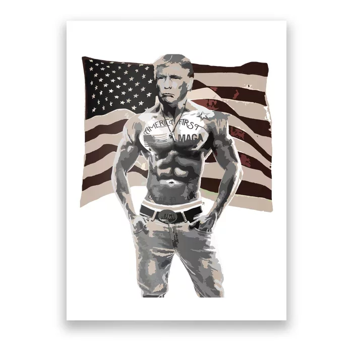 Gangster Pro Donald Trump Tattoo Republican American Flag V2 Poster