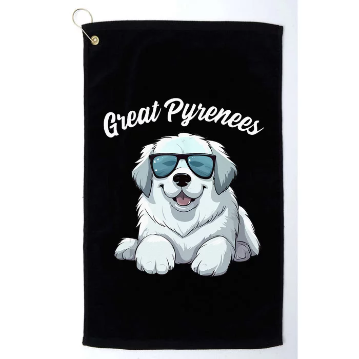 Great Pyrenees Dog With Sunglasses Cool Great Pyrenees Platinum Collection Golf Towel