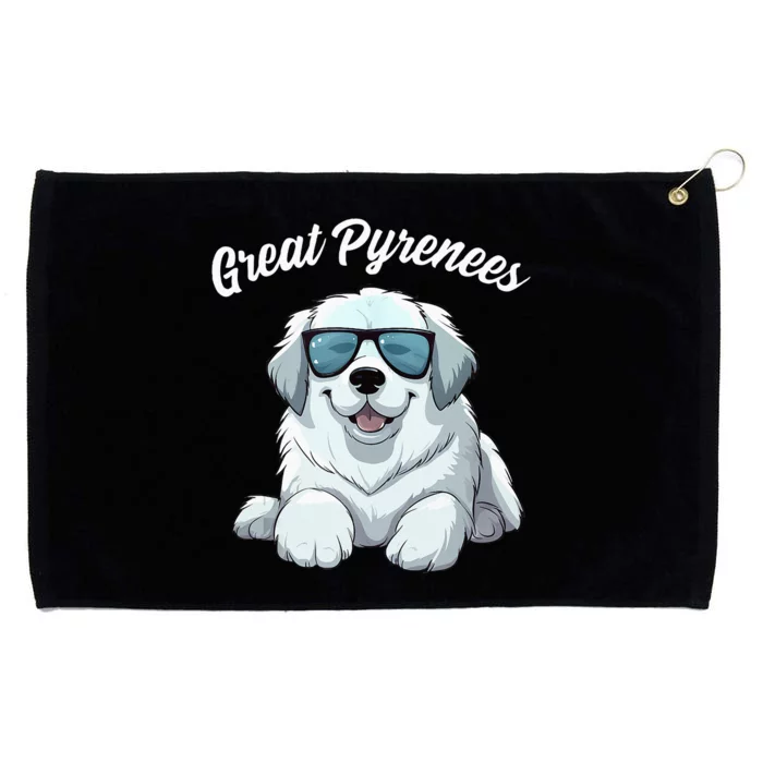 Great Pyrenees Dog With Sunglasses Cool Great Pyrenees Grommeted Golf Towel