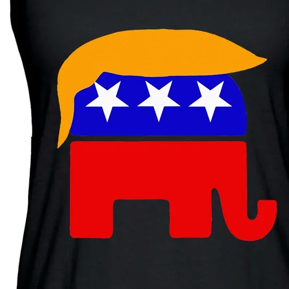 Gop President Donald Trump Republican Elephant Hair Ladies Essential Flowy Tank