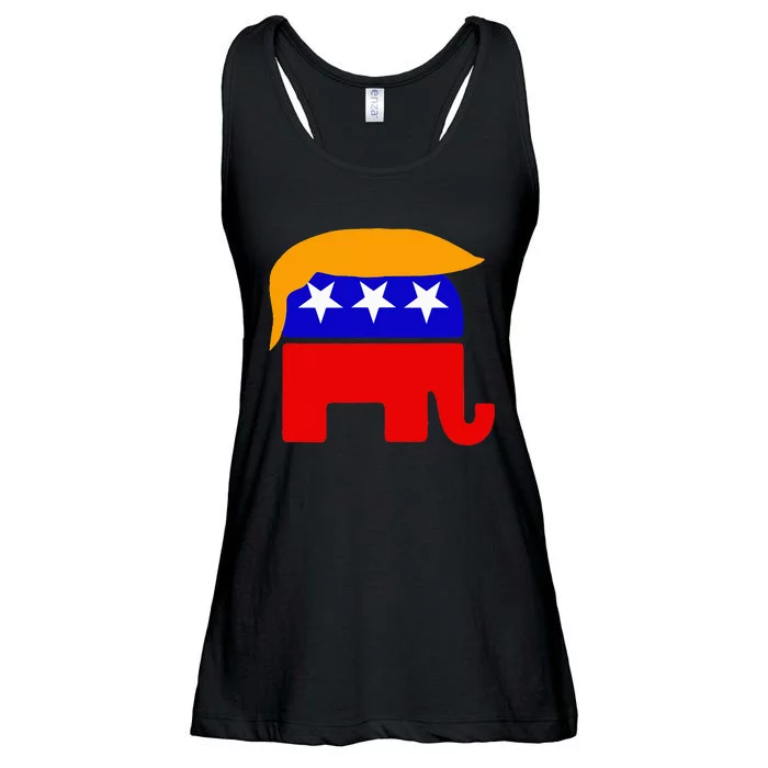 Gop President Donald Trump Republican Elephant Hair Ladies Essential Flowy Tank