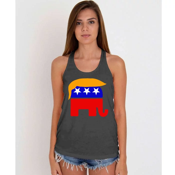 Gop President Donald Trump Republican Elephant Hair Women's Knotted Racerback Tank