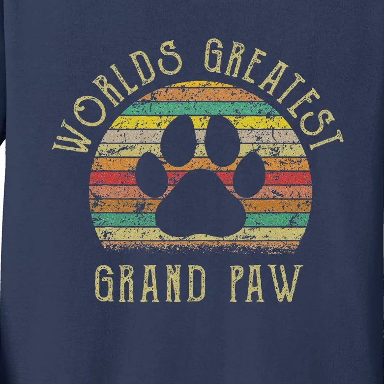 Grand Paw Dog Lover Grandpaw Fathers Day Kids Long Sleeve Shirt