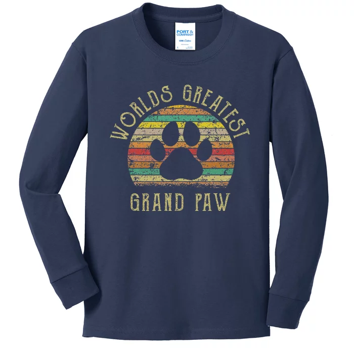 Grand Paw Dog Lover Grandpaw Fathers Day Kids Long Sleeve Shirt