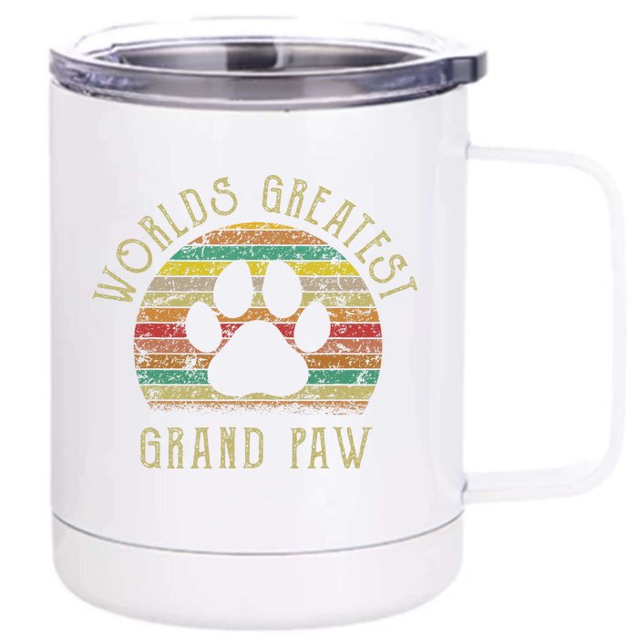 Grand Paw Dog Lover Grandpaw Fathers Day Front & Back 12oz Stainless Steel Tumbler Cup