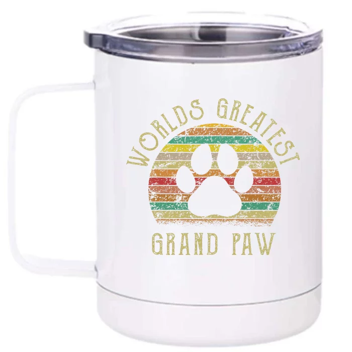 Grand Paw Dog Lover Grandpaw Fathers Day Front & Back 12oz Stainless Steel Tumbler Cup