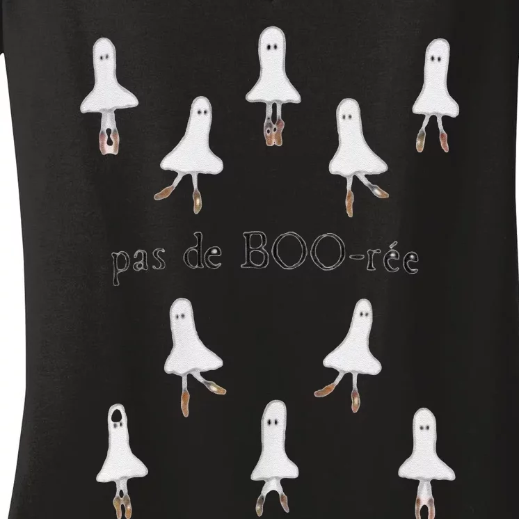 Ghost Pas De BooréE Ballet Dancer Spooky Halloween Women's V-Neck T-Shirt