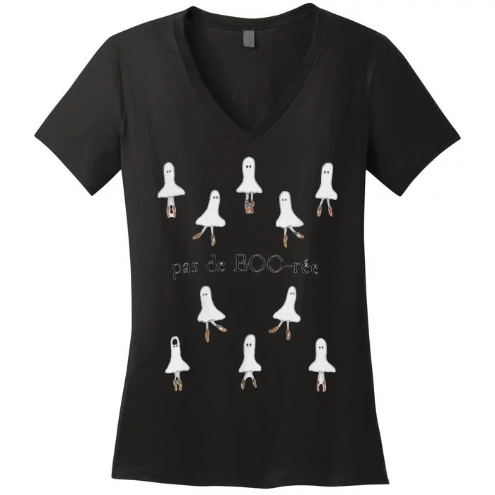 Ghost Pas De BooréE Ballet Dancer Spooky Halloween Women's V-Neck T-Shirt