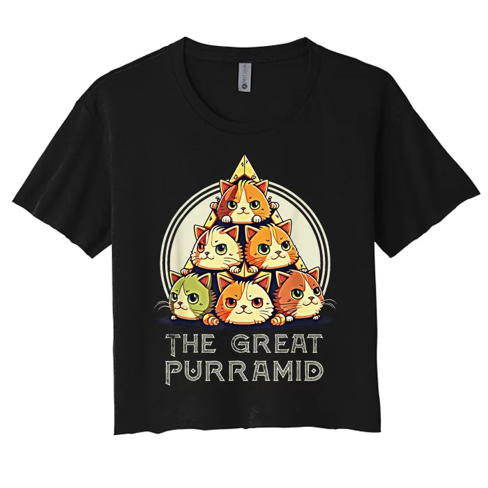 Great Pyramid Egypt Funny Egyptian Purramid for Cat Owners Women's Crop Top Tee