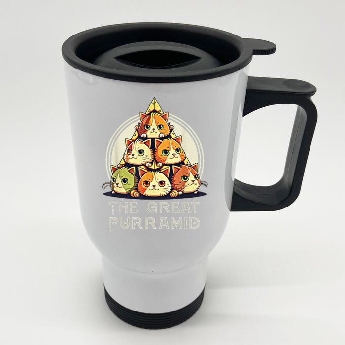 Great Pyramid Egypt Funny Egyptian Purramid for Cat Owners Front & Back Stainless Steel Travel Mug