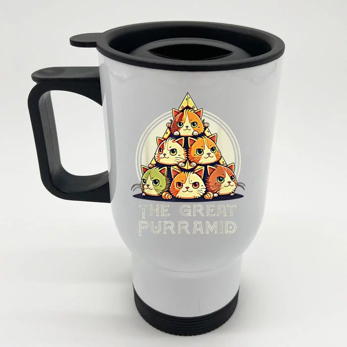 Great Pyramid Egypt Funny Egyptian Purramid for Cat Owners Front & Back Stainless Steel Travel Mug