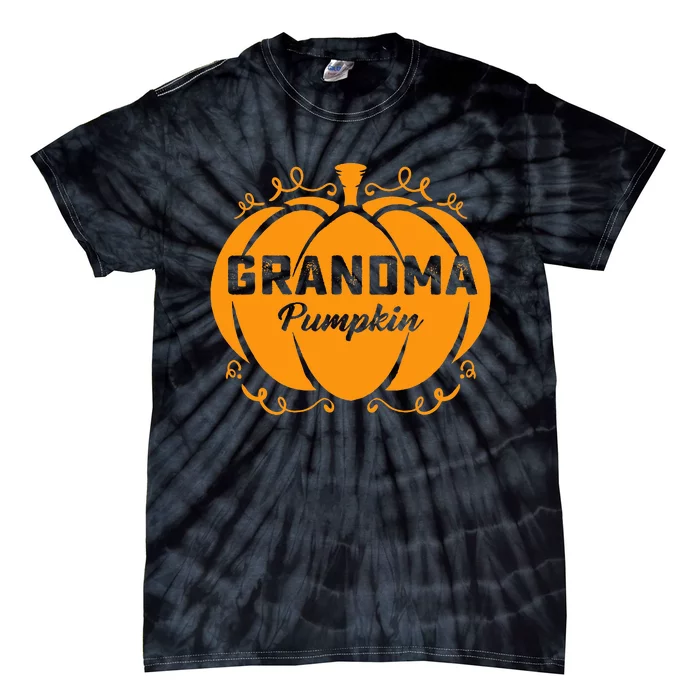 Grandma Pumpkin Funny Halloween Family Costume Thanksgiving Tie-Dye T-Shirt