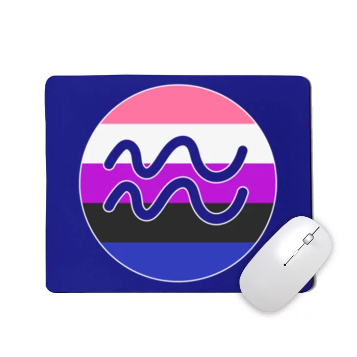 Genderfluid Pride Flag Aquarius Horoscope Zodiac Sign Gift Mousepad