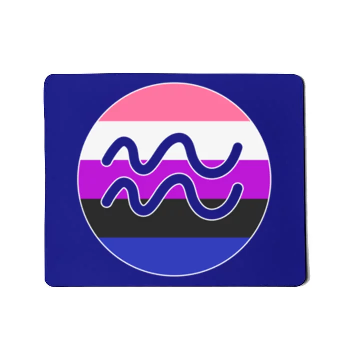 Genderfluid Pride Flag Aquarius Horoscope Zodiac Sign Gift Mousepad