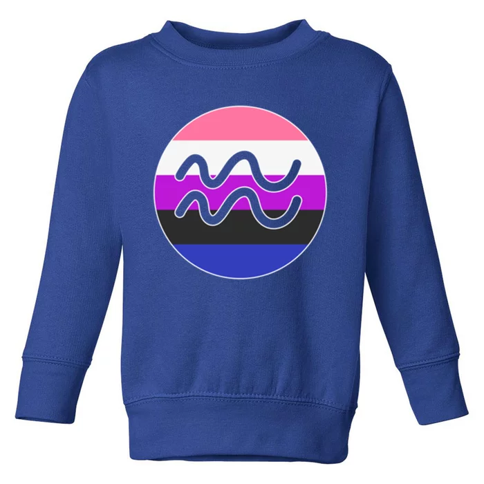 Genderfluid Pride Flag Aquarius Horoscope Zodiac Sign Gift Toddler Sweatshirt