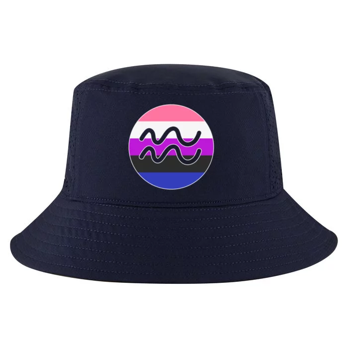 Genderfluid Pride Flag Aquarius Horoscope Zodiac Sign Gift Cool Comfort Performance Bucket Hat