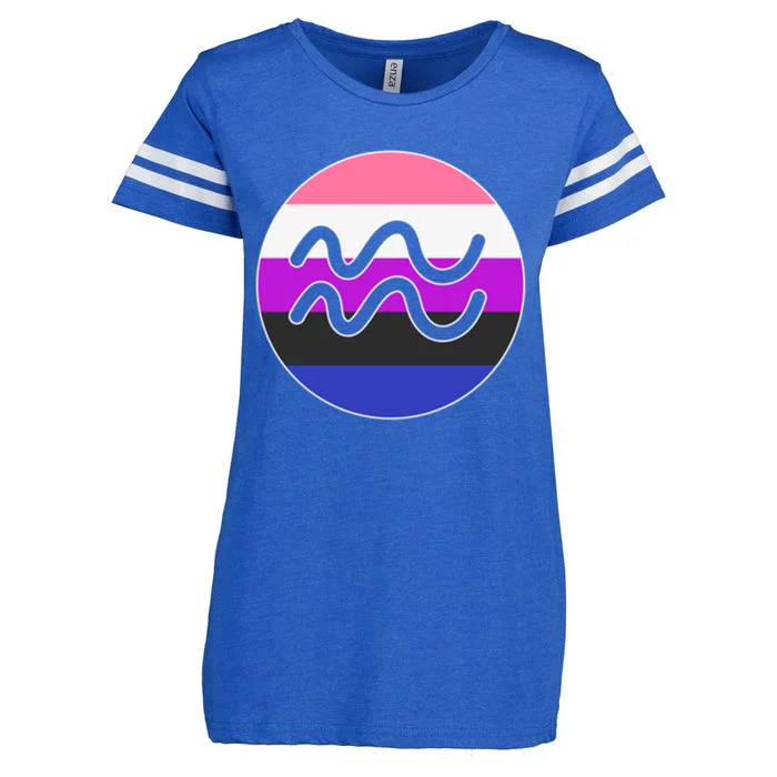 Genderfluid Pride Flag Aquarius Horoscope Zodiac Sign Gift Enza Ladies Jersey Football T-Shirt