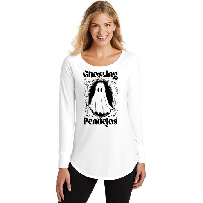 Ghosting Pendejos Funny Mexican Ghost Halloween Women's Perfect Tri Tunic Long Sleeve Shirt