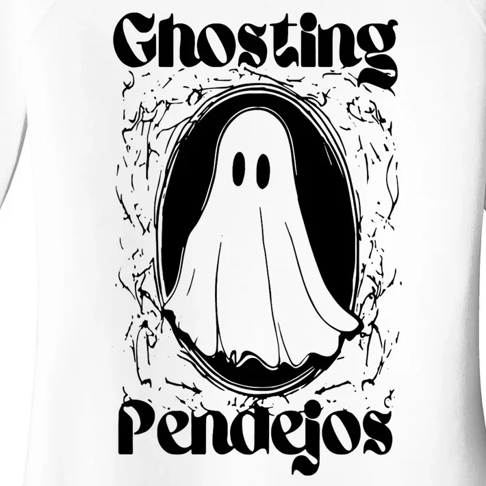 Ghosting Pendejos Funny Mexican Ghost Halloween Women's Perfect Tri Tunic Long Sleeve Shirt