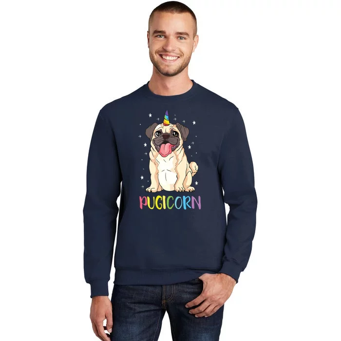 Girl Pugicorn Funny Pug Lover Unicorn Pug Owner Tall Sweatshirt