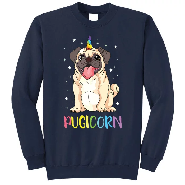 Girl Pugicorn Funny Pug Lover Unicorn Pug Owner Tall Sweatshirt