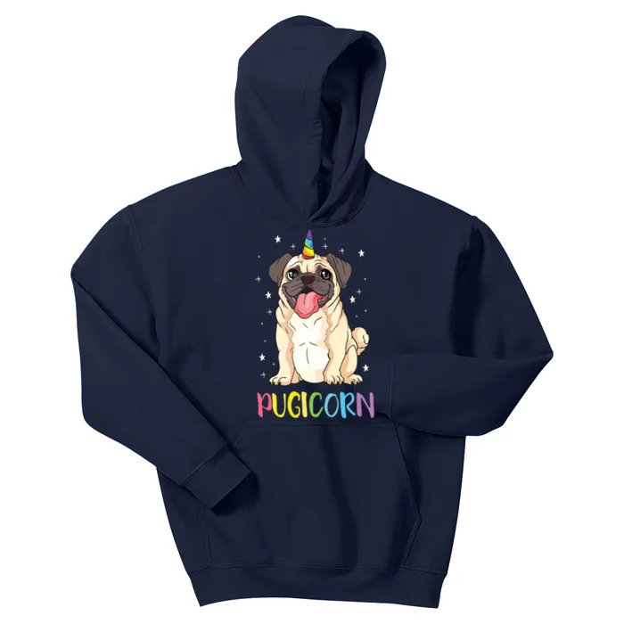 Girl Pugicorn Funny Pug Lover Unicorn Pug Owner Kids Hoodie