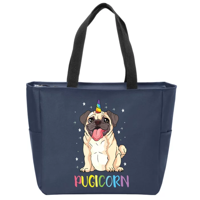 Girl Pugicorn Funny Pug Lover Unicorn Pug Owner Zip Tote Bag