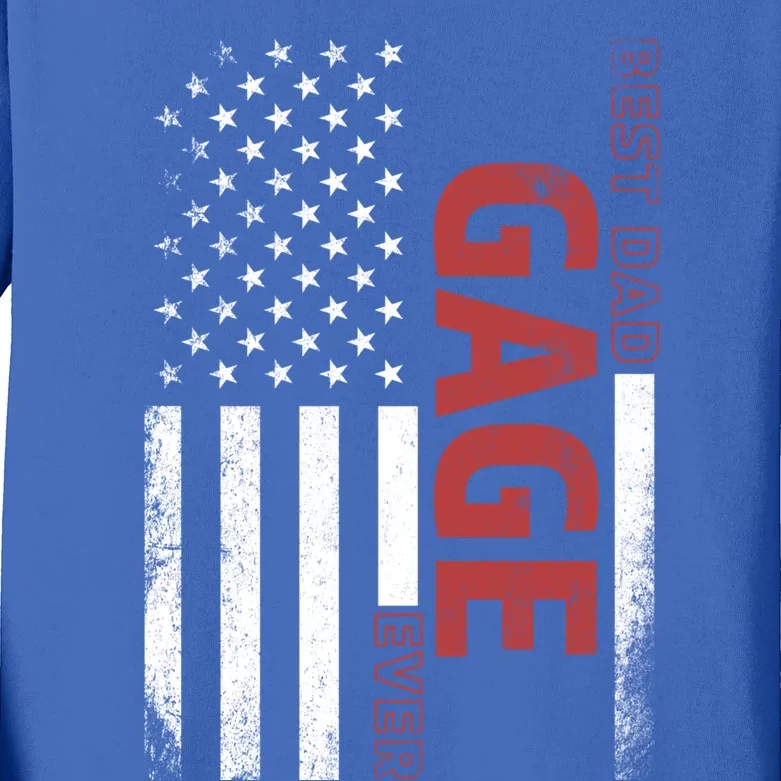 Gage Personalized FatherS Day Gift Flag Best Dad Gift Kids Long Sleeve Shirt