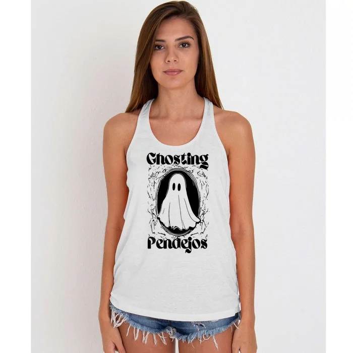 Ghosting Pendejos Funny Mexican Ghost Halloween Women's Knotted Racerback Tank