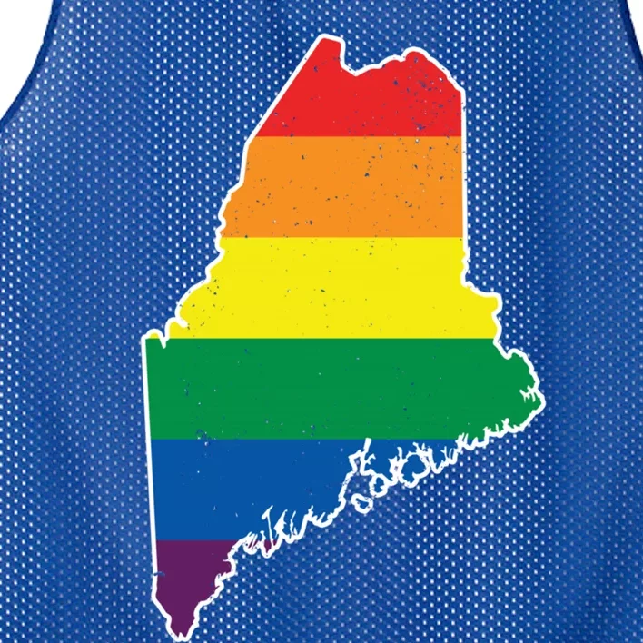 Gay Pride Flag Maine State Map Rainbow Stripes Gift Mesh Reversible Basketball Jersey Tank