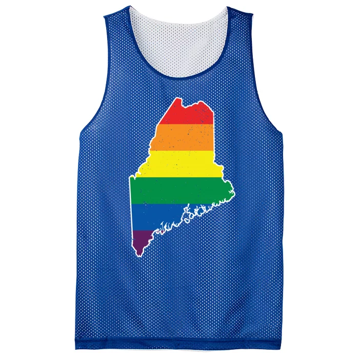 Gay Pride Flag Maine State Map Rainbow Stripes Gift Mesh Reversible Basketball Jersey Tank