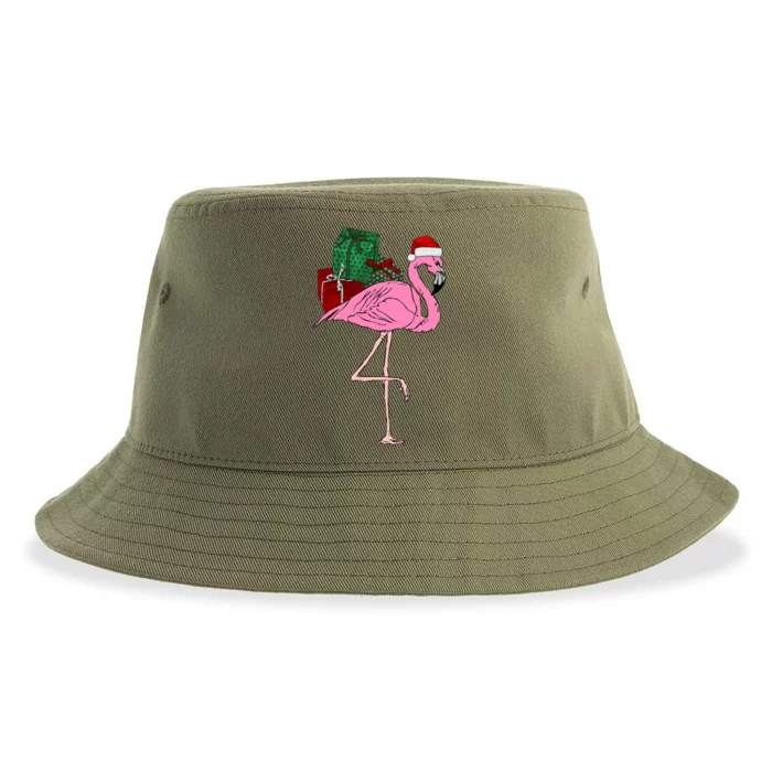 Greater Pink Flamingo Christmasn Xmas Santa Phoenicopteridae Gift Sustainable Bucket Hat