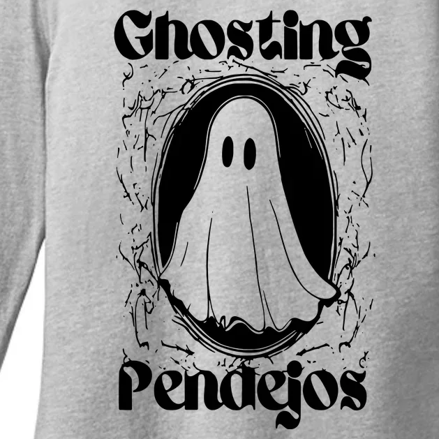 Ghosting Pendejos Funny Mexican Ghost Halloween Meme Womens CVC Long Sleeve Shirt