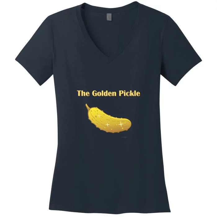 Golden Pickle, Fun Pickleball Shirt Women's V-Neck T-Shirt