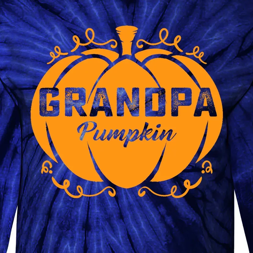 Grandpa Pumpkin Funny Halloween Family Costume Thanksgiving Tie-Dye Long Sleeve Shirt