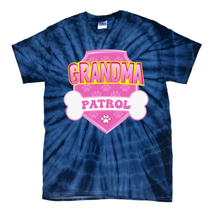 Grandma Patrol Funny Dog Mom Vintage Birthday Party Tie-Dye T-Shirt