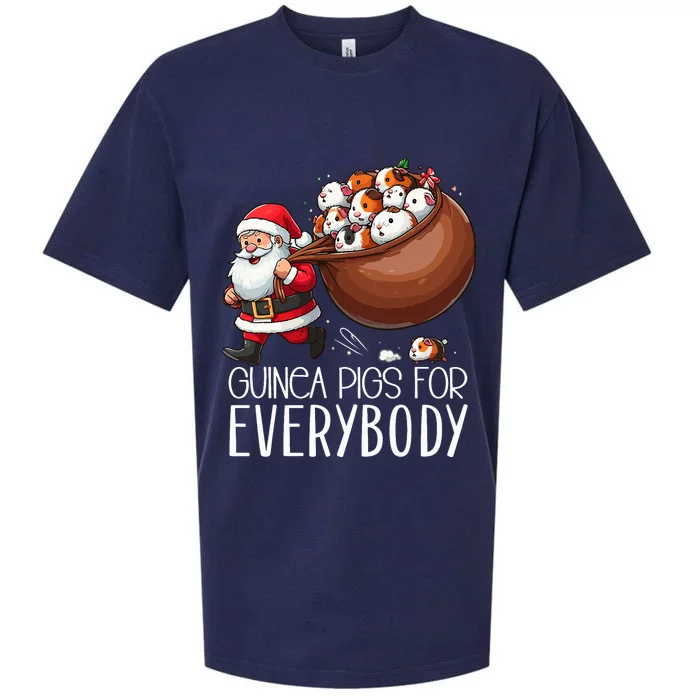 Guinea Pigs For Everybody Funny Christmas Guinea Pig Santa Sueded Cloud Jersey T-Shirt