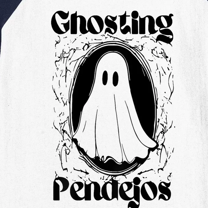 Ghosting Pendejos Funny Mexican Ghost Halloween (On Back) Baseball Sleeve Shirt