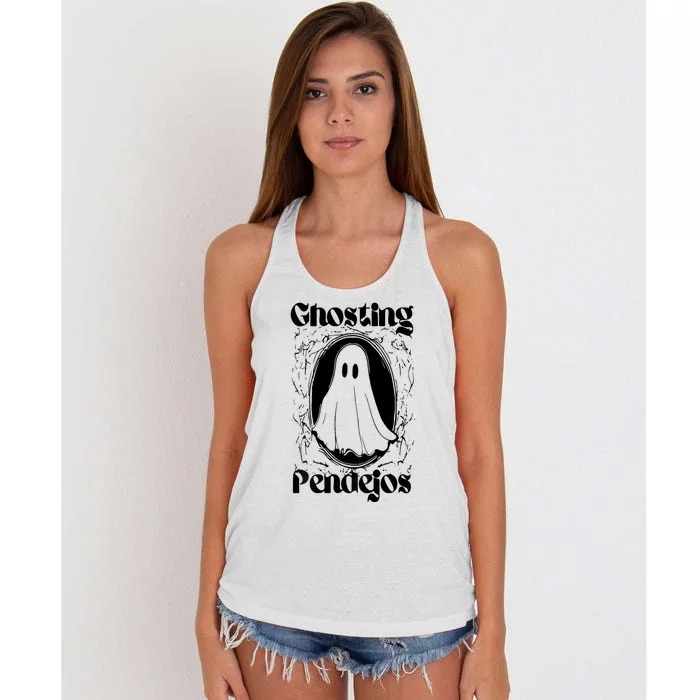 Ghosting Pendejos Funny Mexican Ghost Halloween (On Back) Women's Knotted Racerback Tank