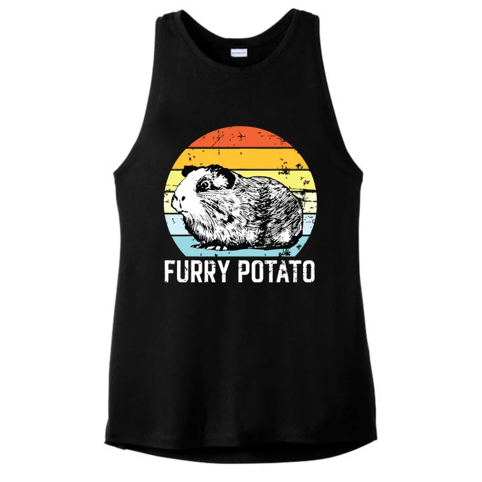 Guinea Pig Furry Potato Vintage Guinea Pig Ladies Tri-Blend Wicking Tank