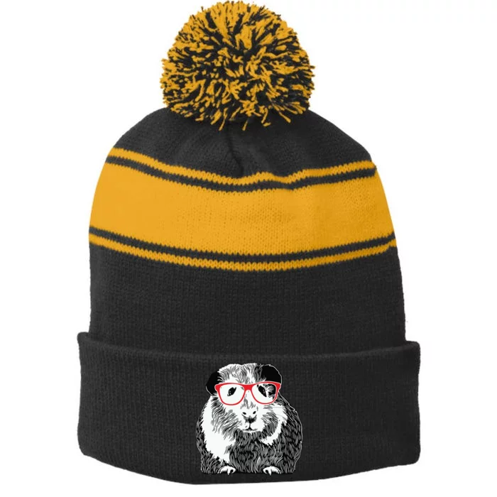 Guinea Pig Funny Guinea Pig Tee Cute Guinea Pig Stripe Pom Pom Beanie