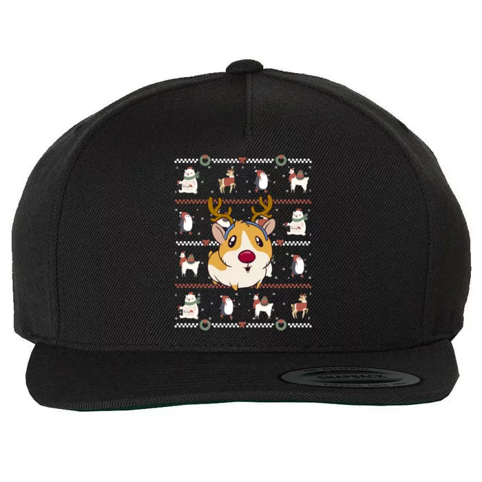 Guinea Pig Funny Gift Guinea Pig Ugly Christmas Wool Snapback Cap