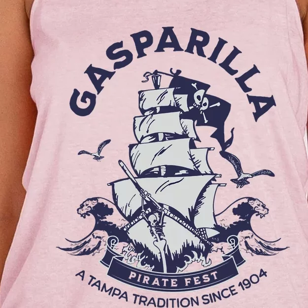 Gasparilla Pirate Fest Souvenir Pirate Ship Tampa Florida Women's Knotted Racerback Tank