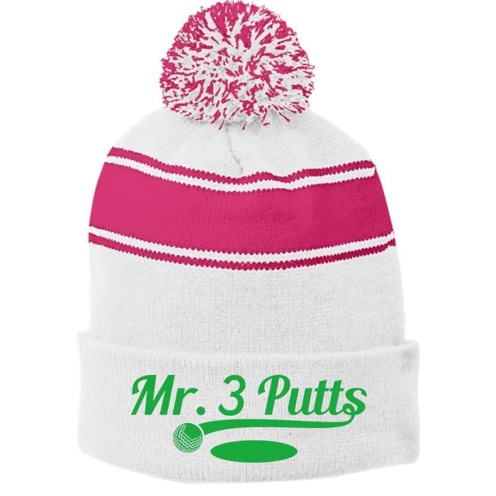 Golf Putter Funny Golfing Loser 3 Putts Suck Golf Ball Stripe Pom Pom Beanie