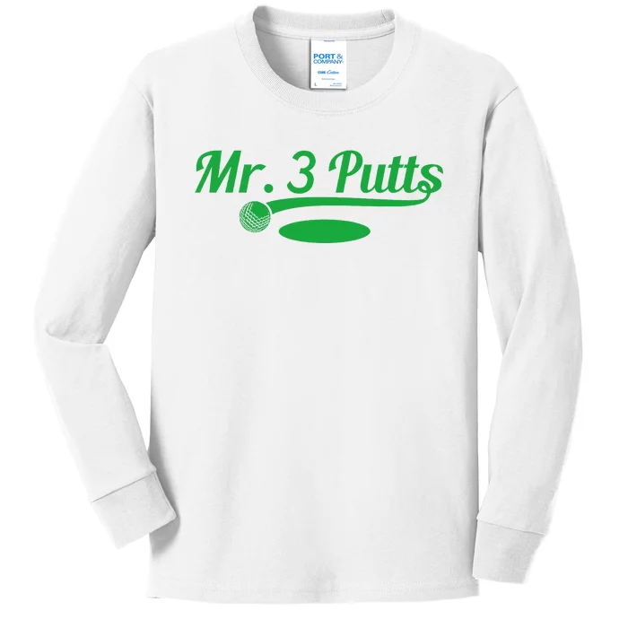 Golf Putter Funny Golfing Loser 3 Putts Suck Golf Ball Kids Long Sleeve Shirt