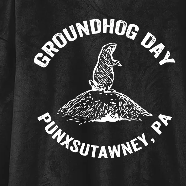 Groundhog Punxsutawney Funny Groundhog Day Shadow Gift Hooded Wearable Blanket