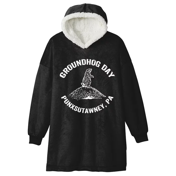 Groundhog Punxsutawney Funny Groundhog Day Shadow Gift Hooded Wearable Blanket