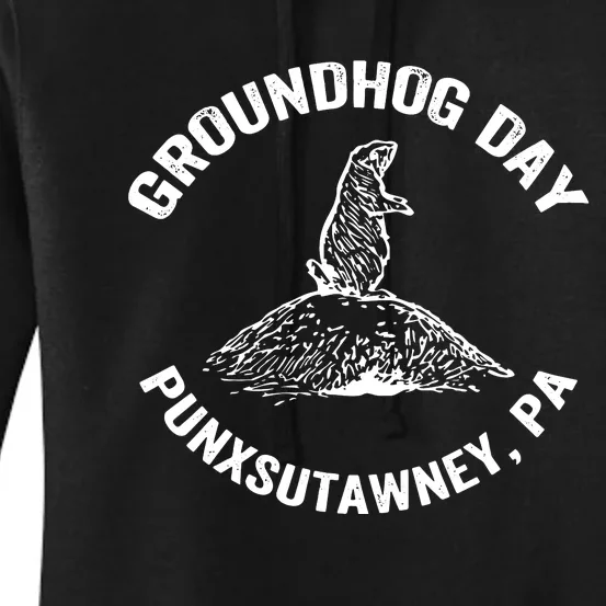 Groundhog Punxsutawney Funny Groundhog Day Shadow Gift Women's Pullover Hoodie