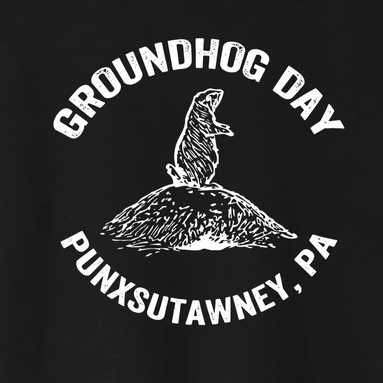 Groundhog Punxsutawney Funny Groundhog Day Shadow Gift Women's Crop Top Tee